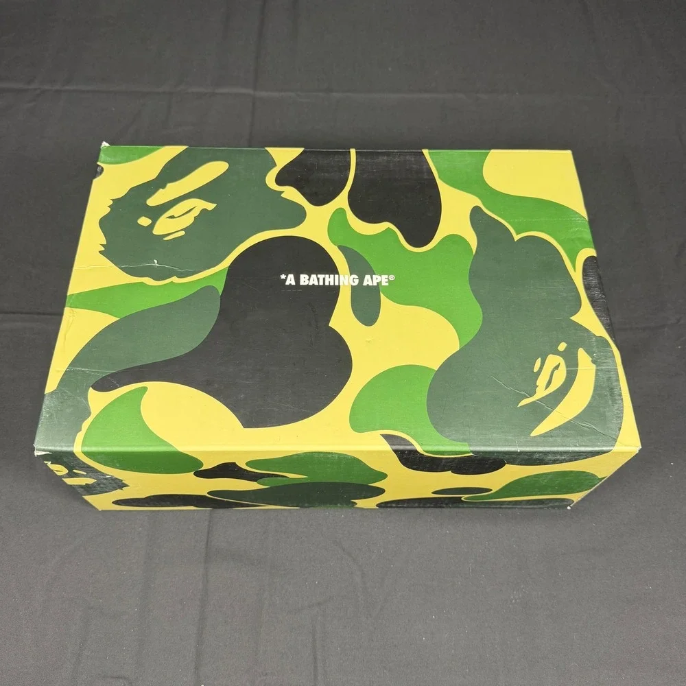 A Bathing Ape BAPE STA Beige White Patent Leather Sneakers 1K80191306 Mens 9 NEW
